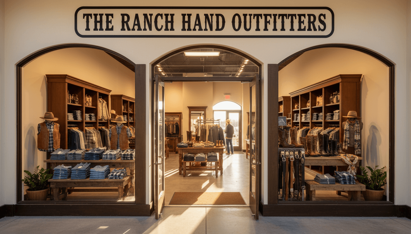 ricksranchweaR retail storefront with quality ranch wear products on display