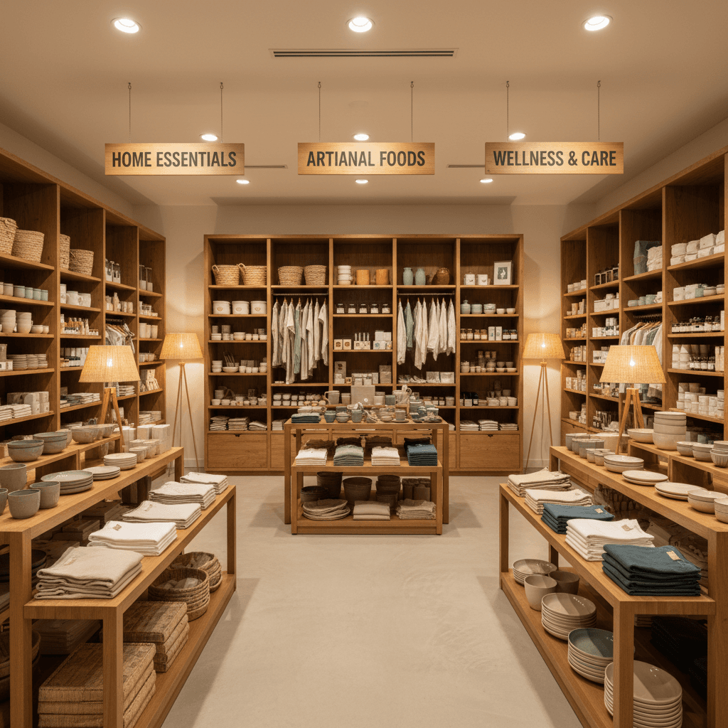 Interior view of ricksranchweaR retail space showing product selection